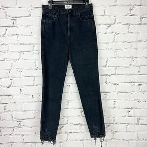 Agolde Frayed Distressed Hem Black Jeans Size 29 Organic Cotton Ankle Skinny